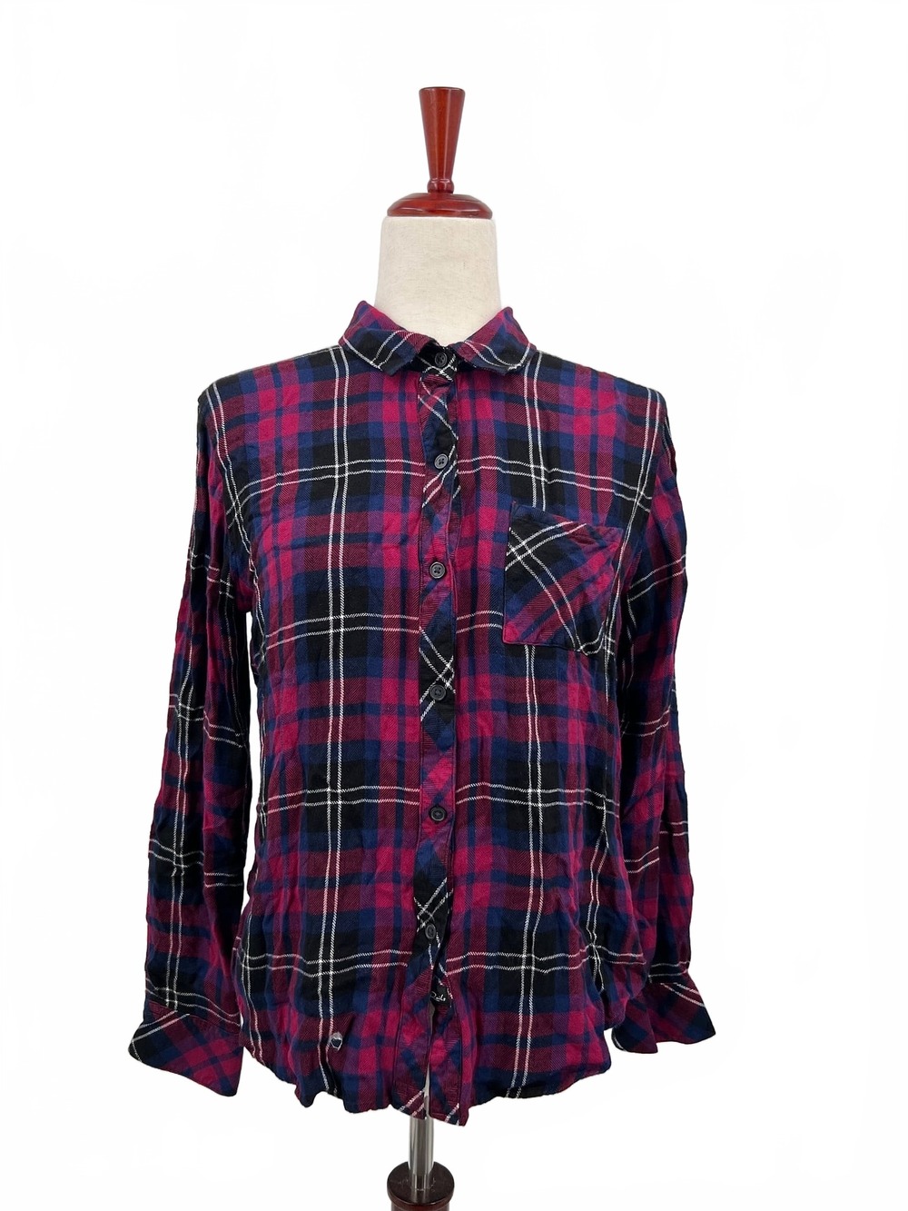 Rails Red/Blue Plaid Button-Down Shirt | Women’s M Rayon